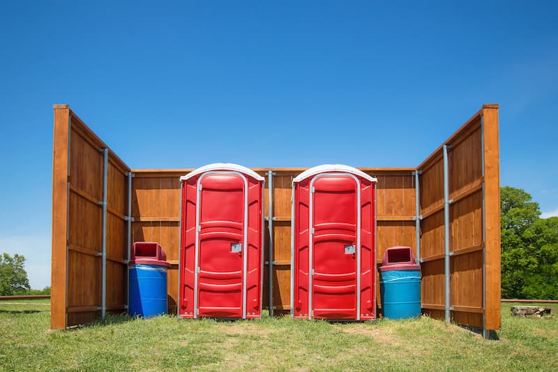Short-term porta potty units staged for delivery in Meridian, Mississippi